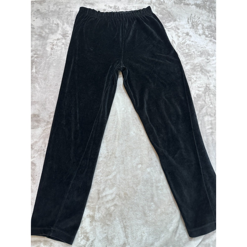 Vintage ERIKA Collection Velvet  Pants Womens Medium Black Elastic Waist EUC